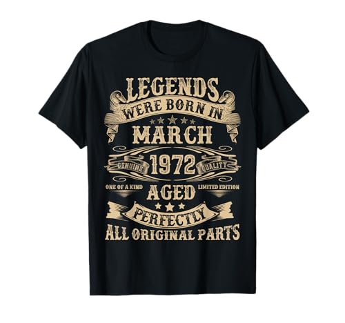 März 1972 53 Jahre alt Geburtstag Geschenke für Männer 53. Geburtstag T-Shirt März 1972 53 Jahre alt Geburtstag Geschenke für Männer 53. Geburtstag T-Shirt von Vintage March Birthday Tee For Men Funny