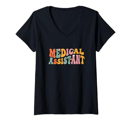 Damen Medizinische Assistentin MA CMA Krankenpflege Ärztin Assistentin Studentin T-Shirt mit V-Ausschnitt Damen Medizinische Assistentin MA CMA Krankenpflege Ärztin Assistentin Studentin T-Shirt mit V-Ausschnitt von Vintage Medical Assistant MA Apparel