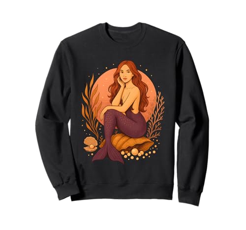 Meerjungfrau Meeresleben, Strand Bum Sommer Meerjungfrau Retro Damen Sweatshirt von Vintage Mermaid Beach Summer Vacation Girl Apparel