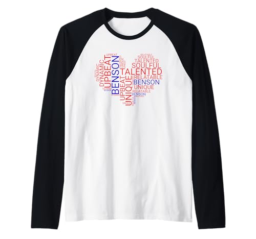 Benson Heart T Red Word Cloud T-Shirts für Mädchen und Frauen Raglan Benson Heart T Red Word Cloud T-Shirts für Mädchen und Frauen Raglan von Vintage Mike Benson Name 70s 80s Retro Gifts Tees