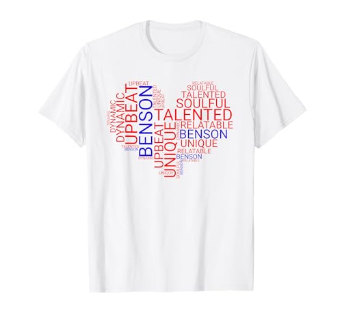 Benson Heart T Red Word Cloud T-Shirts für Mädchen und Frauen T-Shirt Benson Heart T Red Word Cloud T-Shirts für Mädchen und Frauen T-Shirt von Vintage Mike Benson Name 70s 80s Retro Gifts Tees