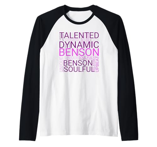 Benson Vorname T mit Wortwolke für Mädchen, personalisierbar Raglan Benson Vorname T mit Wortwolke für Mädchen, personalisierbar Raglan von Vintage Mike Benson Name 70s 80s Retro Gifts Tees