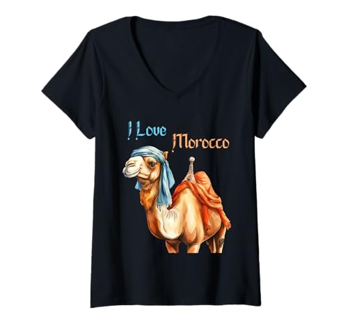 Damen Vintage marokkanische Kunst T-Shirt mit V-Ausschnitt Damen Vintage marokkanische Kunst T-Shirt mit V-Ausschnitt von Vintage Morocco Collection