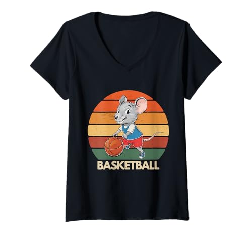 Damen Vintage Maus spielt Basketball Maus Liebhaber Basketball T-Shirt mit V-Ausschnitt Damen Vintage Maus spielt Basketball Maus Liebhaber Basketball T-Shirt mit V-Ausschnitt von Vintage Mouse Basketball Mouse lovers tee