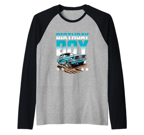 Geburtstag Junge Vintage Muscle Cars Familie Geburtstag Kinder Kleinkinder Raglan von Vintage Muscle Cars Apparel Gifts Shop