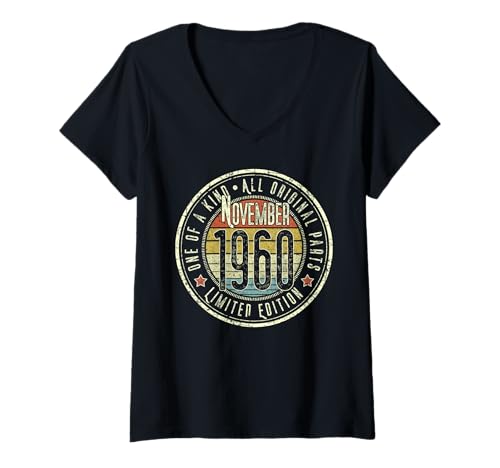 Damen 65. Geburtstag Vintage November 1960 Retro Limited Edition T-Shirt mit V-Ausschnitt Damen 65. Geburtstag Vintage November 1960 Retro Limited Edition T-Shirt mit V-Ausschnitt von Vintage November 1960 65th Birthday Apparel