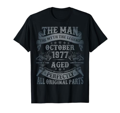 Oktober 1977 48 Jahre alt Geburtstag Geschenke für Männer 48. Geburtstag T-Shirt von Vintage October birthday Gifts For Men Women