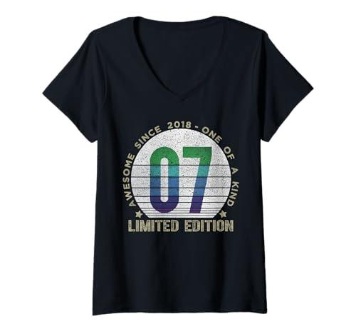 Damen 7 Jahre alte Geschenke Vintage 2018 Limited Edition 7. Geburtstag T-Shirt mit V-Ausschnitt Damen 7 Jahre alte Geschenke Vintage 2018 Limited Edition 7. Geburtstag T-Shirt mit V-Ausschnitt von Vintage One Of a Kind Birthday Shirts HH 2025
