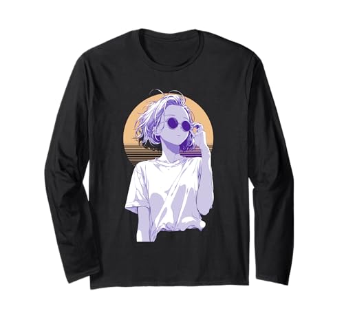 Anime Retro Girl Ästhetische Kunst Langarmshirt von Vintage Otaku Streetwear Collective