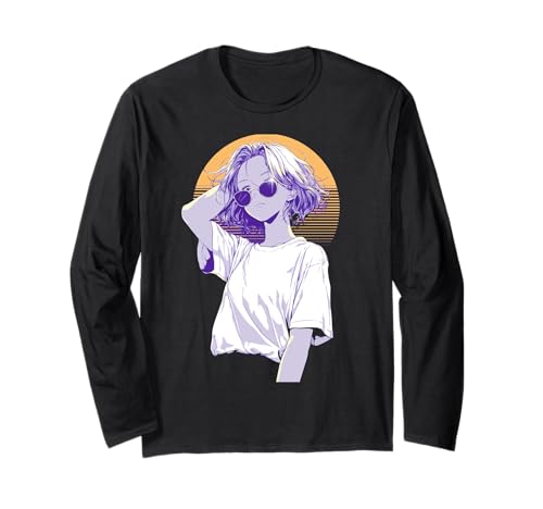 Anime Retro Girl Ästhetische Kunst Langarmshirt von Vintage Otaku Streetwear Collective
