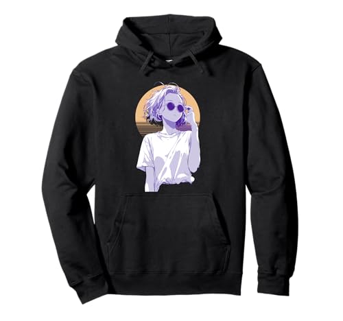Anime Retro Girl Ästhetische Kunst Pullover Hoodie von Vintage Otaku Streetwear Collective
