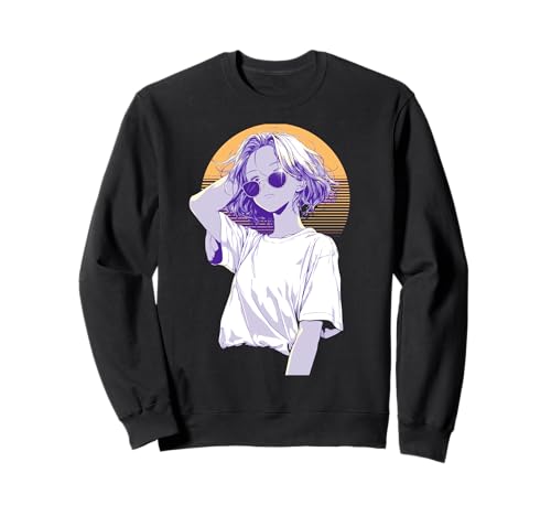 Anime Retro Girl Ästhetische Kunst Sweatshirt von Vintage Otaku Streetwear Collective