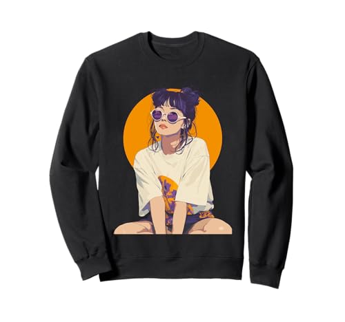 Anime Retro Girl Ästhetische Kunst Sweatshirt von Vintage Otaku Streetwear Collective