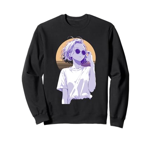 Anime Retro Girl Ästhetische Kunst Sweatshirt von Vintage Otaku Streetwear Collective
