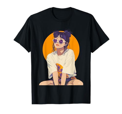 Anime Retro Girl Ästhetische Kunst T-Shirt von Vintage Otaku Streetwear Collective