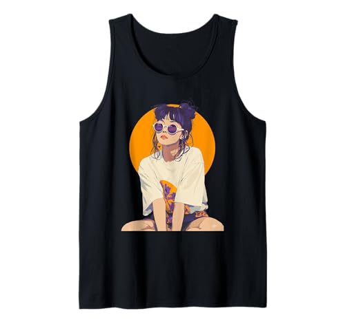 Anime Retro Girl Ästhetische Kunst Tank Top von Vintage Otaku Streetwear Collective