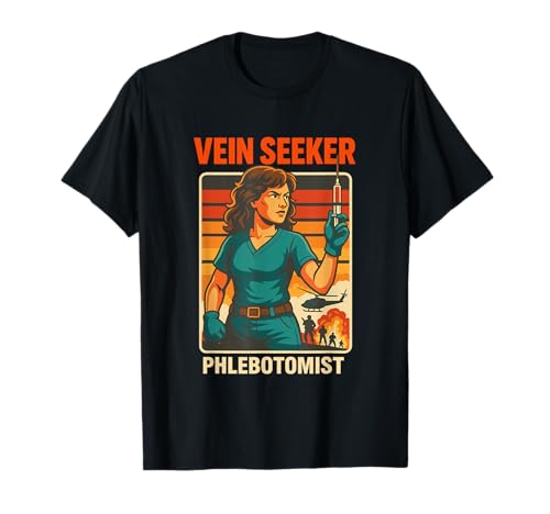 Retro Phlebotomist Woman Action Witz Medizinische Blutentnahme T-Shirt Retro Phlebotomist Woman Action Witz Medizinische Blutentnahme T-Shirt von Vintage Phlebotomist Tech Funny Phlebotomy School
