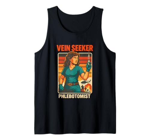Retro Phlebotomist Woman Action Witz Medizinische Blutentnahme Tank Top Retro Phlebotomist Woman Action Witz Medizinische Blutentnahme Tank Top von Vintage Phlebotomist Tech Funny Phlebotomy School