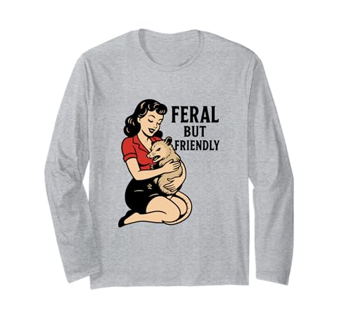 Wild, Aber freundlich – Pin-up-Mädchen mit heftigem Opossum – lustig Langarmshirt von Vintage Pin-up Girl Vibes