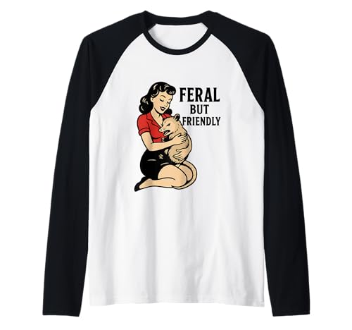 Wild, Aber freundlich – Pin-up-Mädchen mit heftigem Opossum – lustig Raglan von Vintage Pin-up Girl Vibes