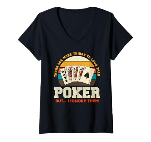 Damen Es gibt mehr Dinge zu lieben als Poker T-Shirt mit V-Ausschnitt Damen Es gibt mehr Dinge zu lieben als Poker T-Shirt mit V-Ausschnitt von Vintage Playing Cards Poker Lovers