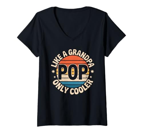Damen Pop Like A Grandpa Only Cooler Retro Sonnenuntergang Opa T-Shirt mit V-Ausschnitt Damen Pop Like A Grandpa Only Cooler Retro Sonnenuntergang Opa T-Shirt mit V-Ausschnitt von Vintage Pop Grandpa Humor Familienfeier Like A