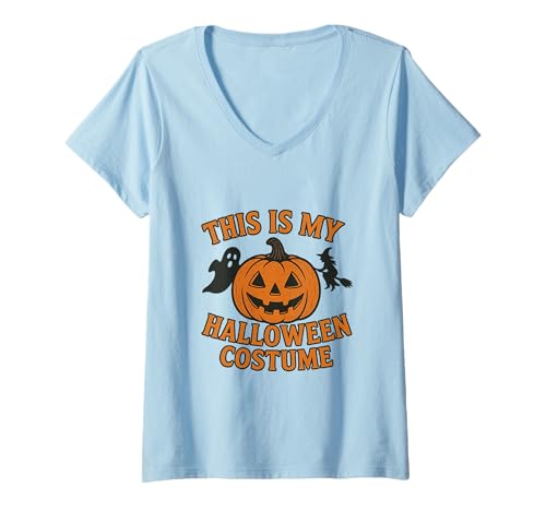 Damen Das ist Mein Halloween-Kostüm, lustig, gruselig, Retro T-Shirt mit V-Ausschnitt Damen Das ist Mein Halloween-Kostüm, lustig, gruselig, Retro T-Shirt mit V-Ausschnitt von Vintage Pumpkin Halloween Costume Tee