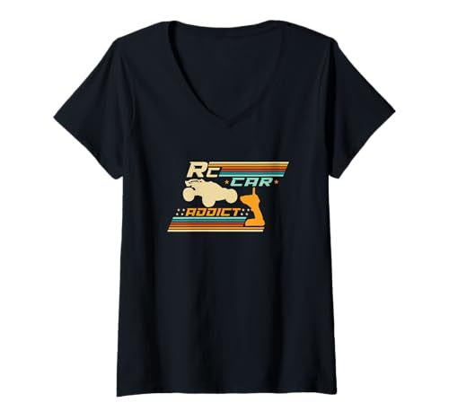 Damen RC-Autorennen, ferngesteuerte RC-Car-Fans, Hobby-RC-Autos T-Shirt mit V-Ausschnitt Damen RC-Autorennen, ferngesteuerte RC-Car-Fans, Hobby-RC-Autos T-Shirt mit V-Ausschnitt von Vintage RC Car Hobby RC Toy Car RC Car Designs