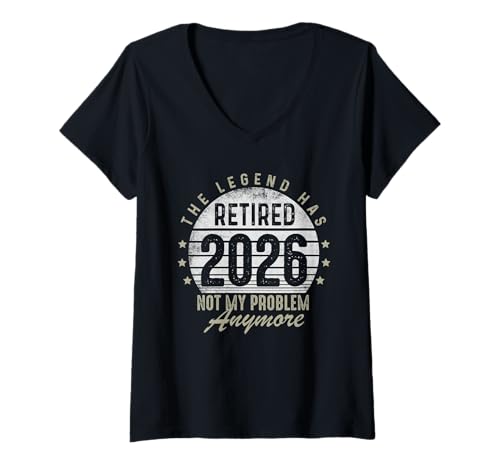 Damen Ruhestand 2026 Ruhestand 2026 Not My Problem Anymore Vintage T-Shirt mit V-Ausschnitt Damen Ruhestand 2026 Ruhestand 2026 Not My Problem Anymore Vintage T-Shirt mit V-Ausschnitt von Vintage Retirement 2026 Outfits