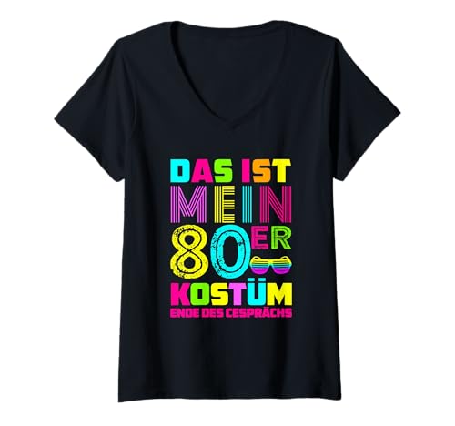 Damen 80er Jahre Retro Motto I love 80's T-Shirt mit V-Ausschnitt von Vintage Retro 80er Jahre Lustige T-Shirts