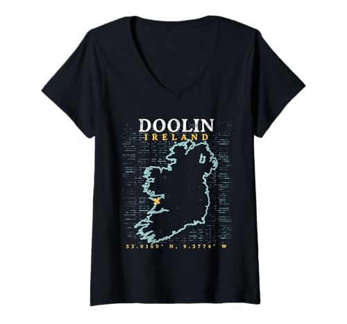 Damen Doolin Irland T-Shirt mit V-Ausschnitt Damen Doolin Irland T-Shirt mit V-Ausschnitt von Vintage Retro Ireland Map Shirts