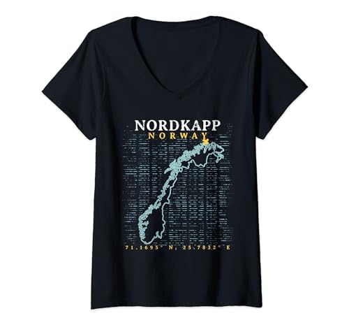 Damen Norwegen Nordkapp T-Shirt mit V-Ausschnitt Damen Norwegen Nordkapp T-Shirt mit V-Ausschnitt von Vintage Retro Norway T-shirts