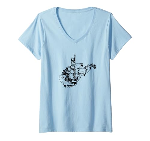 Damen Vintage Climber West Virginia Klettern Distressed Climb T-Shirt mit V-Ausschnitt Damen Vintage Climber West Virginia Klettern Distressed Climb T-Shirt mit V-Ausschnitt von Vintage Rock Climbing State Climber Gifts