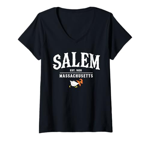 Damen Salem 1626 Massachusetts MA Halloween Duck Witch Costume T-Shirt mit V-Ausschnitt Damen Salem 1626 Massachusetts MA Halloween Duck Witch Costume T-Shirt mit V-Ausschnitt von Vintage Salem 1626 Halloween By GnineZa