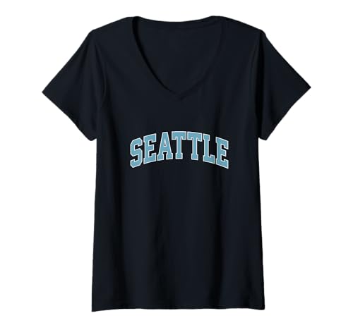 Damen Seattle – Throwback Design Print – klassisch T-Shirt mit V-Ausschnitt Damen Seattle – Throwback Design Print – klassisch T-Shirt mit V-Ausschnitt von Vintage Seattle Apparel Co.