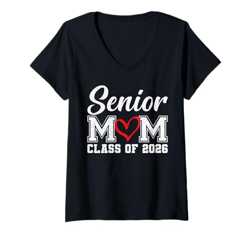 Damen Seniorenmutter Klasse von 2026 Stolze Mutter des Absolventen 2026 T-Shirt mit V-Ausschnitt Damen Seniorenmutter Klasse von 2026 Stolze Mutter des Absolventen 2026 T-Shirt mit V-Ausschnitt von Vintage Senior Mom Class of 2026