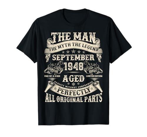 September 1948 77 Jahre alt Geburtstag Geschenke für Männer 77. Geburtstag T-Shirt von Vintage September birthday Gifts For Men Women