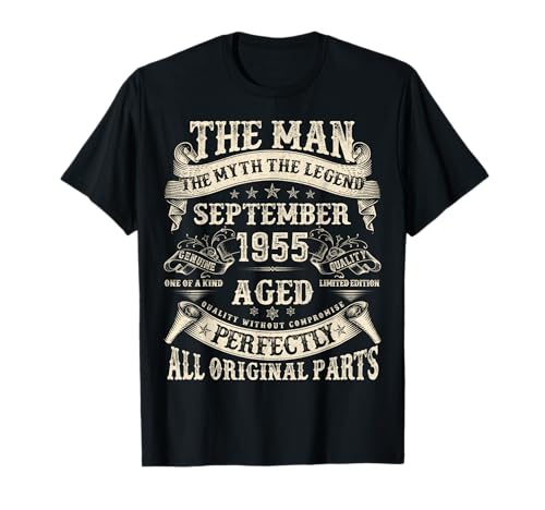 September 1955 70 Jahre alt Geburtstag Geschenke für Männer 70. Geburtstag T-Shirt von Vintage September birthday Gifts For Men Women