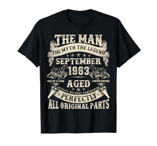 September 1963 62 Jahre alt Geburtstag Geschenke für Männer 62. Geburtstag T-Shirt von Vintage September birthday Gifts For Men Women
