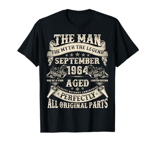 September 1964 61 Jahre alt Geburtstag Geschenke für Männer 61. Geburtstag T-Shirt von Vintage September birthday Gifts For Men Women