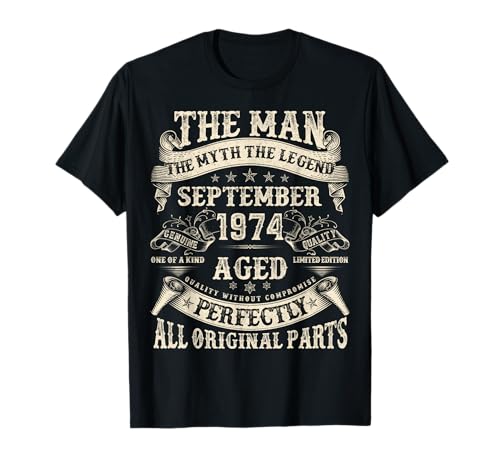 September 1974 51 Jahre alt Geburtstag Geschenke für Männer 51. Geburtstag T-Shirt von Vintage September birthday Gifts For Men Women