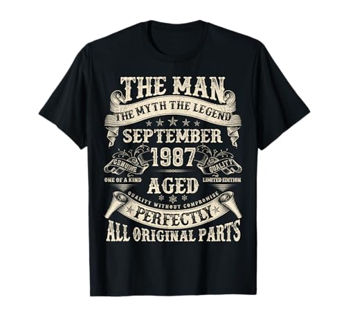 September 1987 38 Jahre alt Geburtstag Geschenke für Männer 38. Geburtstag T-Shirt von Vintage September birthday Gifts For Men Women