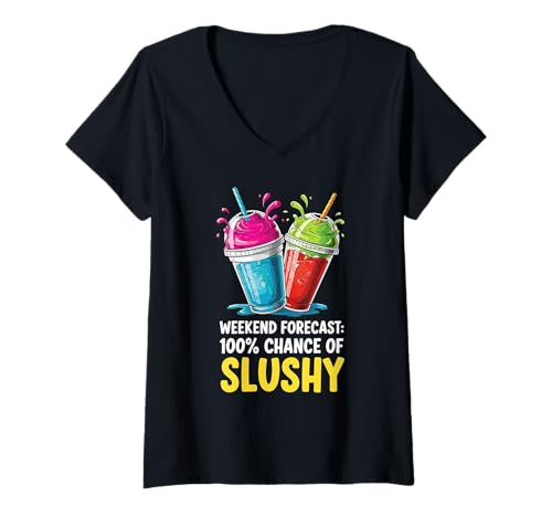 Damen Wochenendprognose 100% Chance of Slushy T-Shirt mit V-Ausschnitt Damen Wochenendprognose 100% Chance of Slushy T-Shirt mit V-Ausschnitt von Vintage Sips & Styles