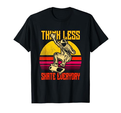 Think Less Skate Everyday Herren Skateboarding Vintage T-Shirt von Vintage Skateboarding T-Shirts für Männer