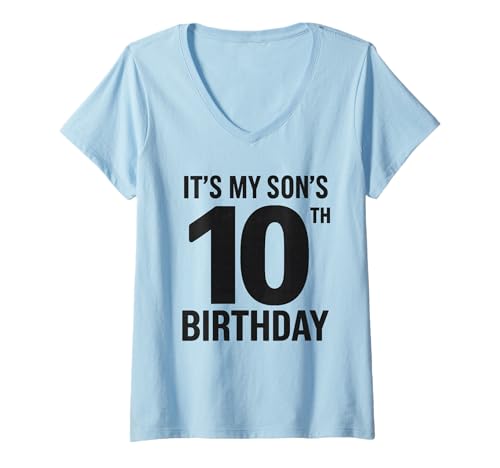 Damen It's My Sons 10th Birthday Parent Celebration Distressed T-Shirt mit V-Ausschnitt Damen It's My Sons 10th Birthday Parent Celebration Distressed T-Shirt mit V-Ausschnitt von Vintage Son's 10th Birthday Dad's Celebration