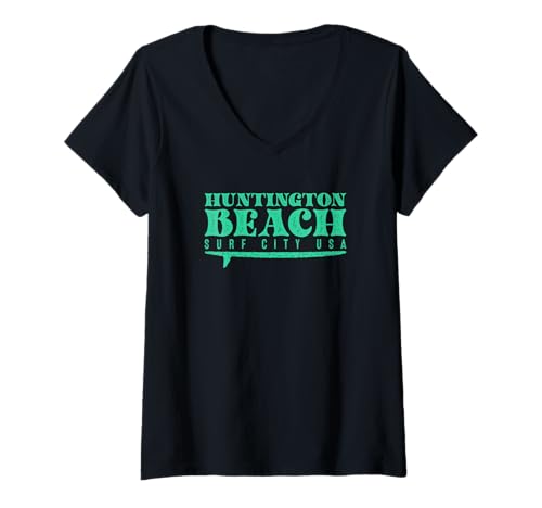 Damen Huntington Beach Surf City USA Retro -Stil T-Shirt mit V-Ausschnitt Damen Huntington Beach Surf City USA Retro -Stil T-Shirt mit V-Ausschnitt von Vintage Southern California Surf Spot Design