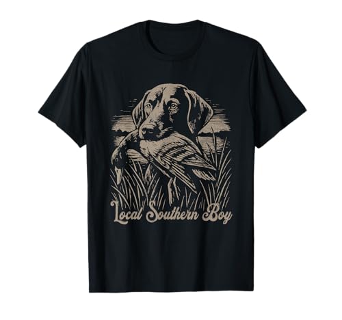 Local Southern Boy Duck Hunting Deutsch Kurzhaar T-Shirt von Vintage Southern Dog Hunting Marsh Scene Gifts