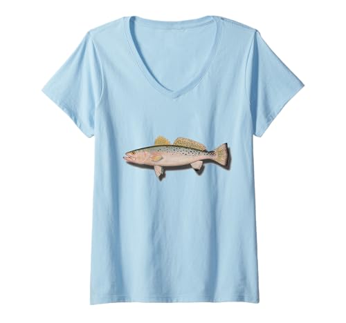 Damen Gesprenkeltes Forellenangeln – Männer, Frauen & Kinder gesprenkelte Forelle T-Shirt mit V-Ausschnitt von Vintage Speckled Trout