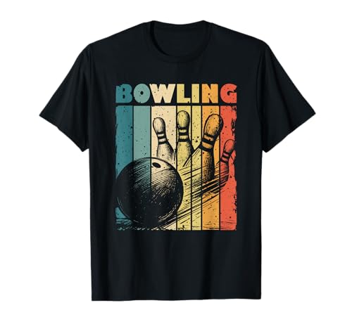 Bowlingkugel und Pins für Mann Frau Kind Bowler Retro-Stil T-Shirt Bowlingkugel und Pins für Mann Frau Kind Bowler Retro-Stil T-Shirt von Vintage Style Bowling Designs for Men Women Kids