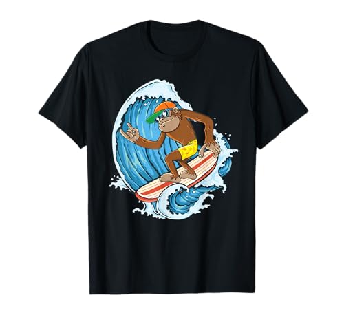 Retro Surfbrett Jungen Kinder Surfboarder Cute Surfing Monkey T-Shirt Retro Surfbrett Jungen Kinder Surfboarder Cute Surfing Monkey T-Shirt von Vintage Surf Apparel Monkey Surfers & Surf Lovers